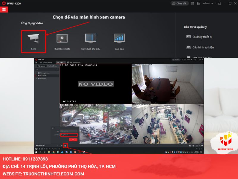 Chọn Xem để vào màn hình xem trực tiếp camera