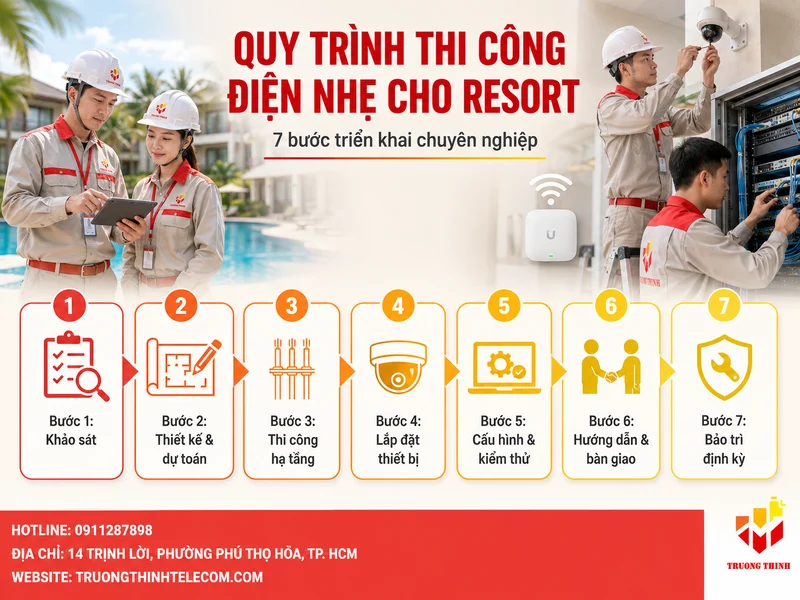 Quy trình thi công điện nhẹ cho resort