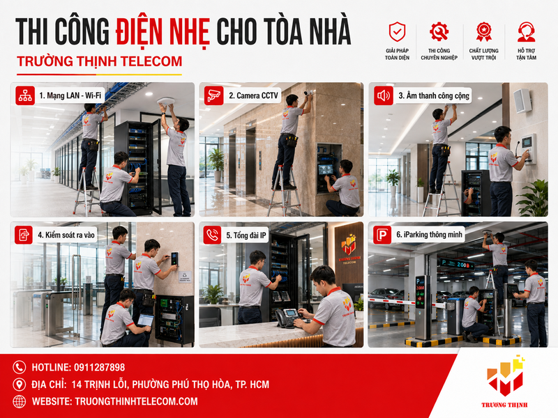 Thi công điện nhẹ cho tòa nhà gồm những mục nào?