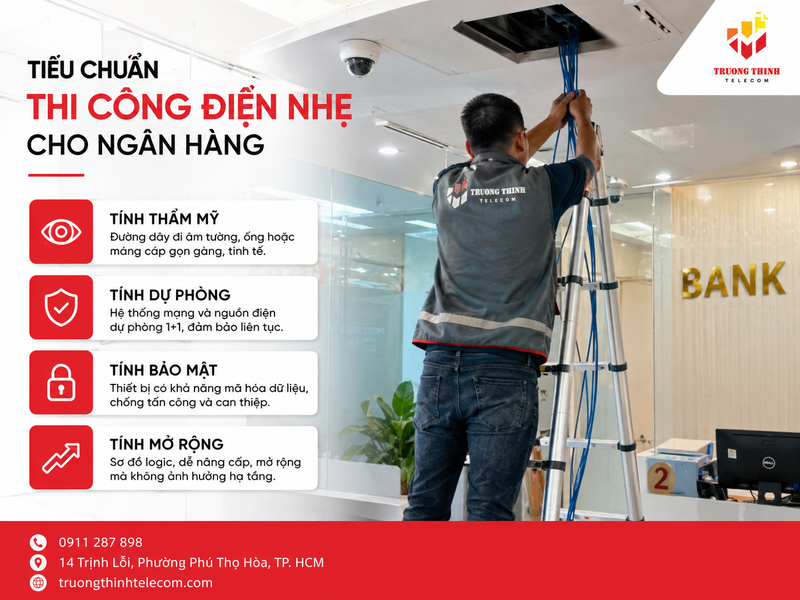 Tiêu chuẩn thi công điện nhẹ cho ngân hàng