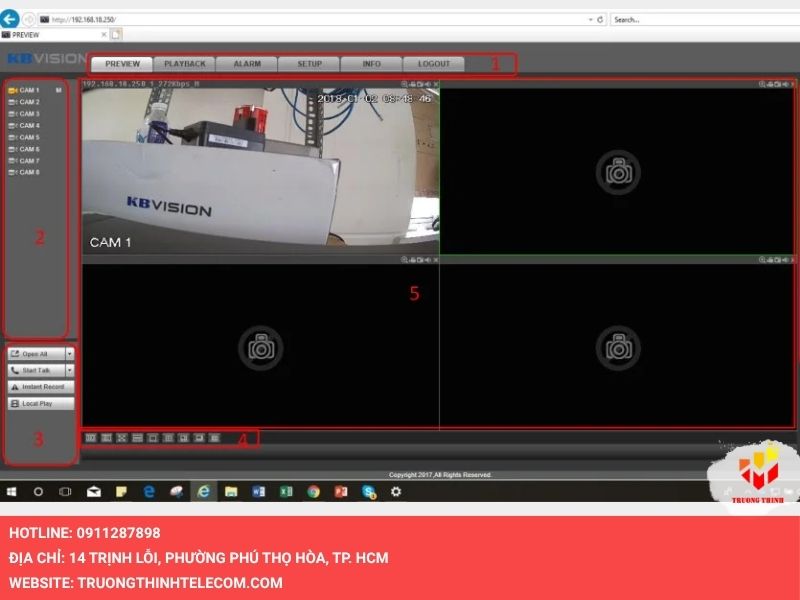 Nhấn Preview xem camera KBVision