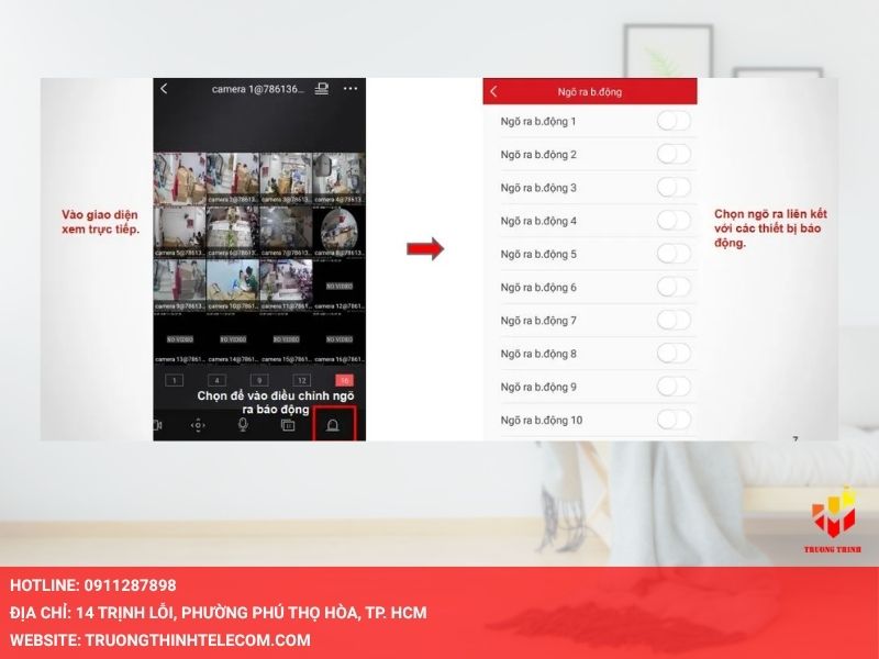 Vào giao diện xem trực tiếp