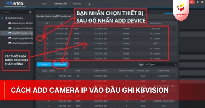 Cách add camera IP vào đầu ghi KBVISION