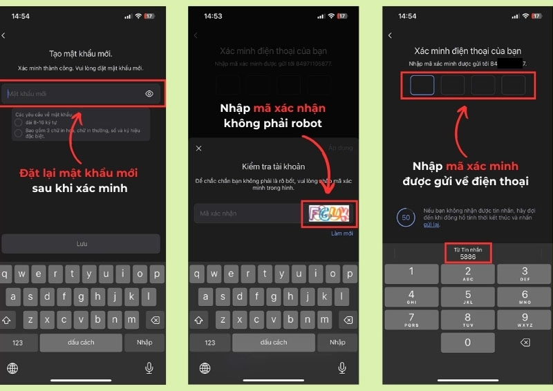 Tiến hành đặt lại mật khẩu