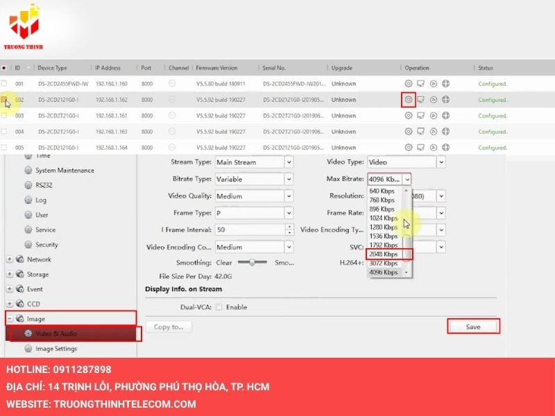 Thiết lập thay đổi Video & Audio