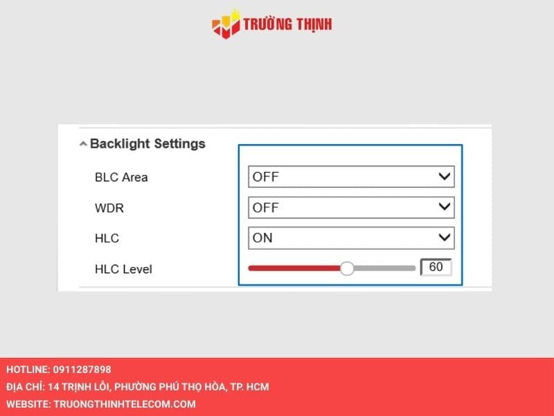 Phần Backlight Setting