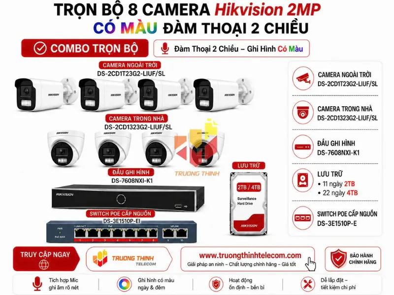 Bộ 8 camera 2mp Hikvision (Giải pháp tiết kiệm)