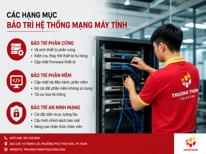 Các hạng mục bảo trì hệ thống mạng máy tính