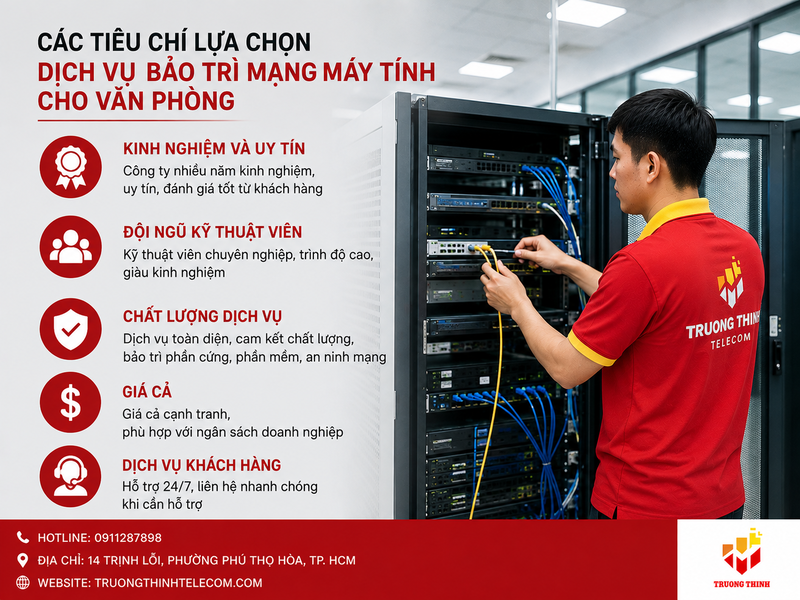 Các tiêu chí lựa chọn dịch vụ bảo trì mạng máy tính cho văn phòng