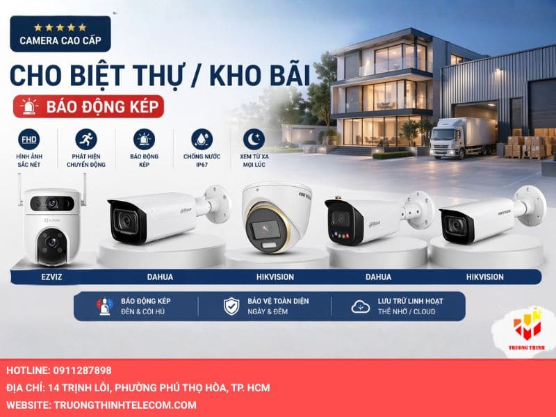 Camera chống trộm cao cấp cho biệt thự/kho bãi (Báo động kép)