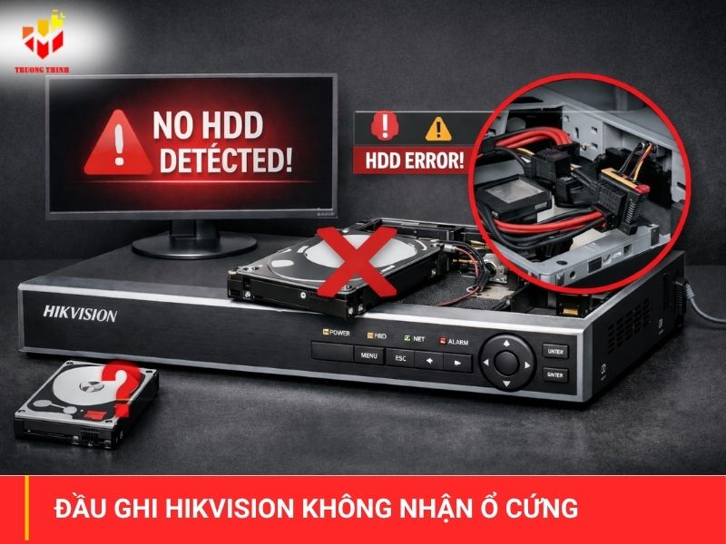 Đầu ghi Hikvision không nhận ổ cứng