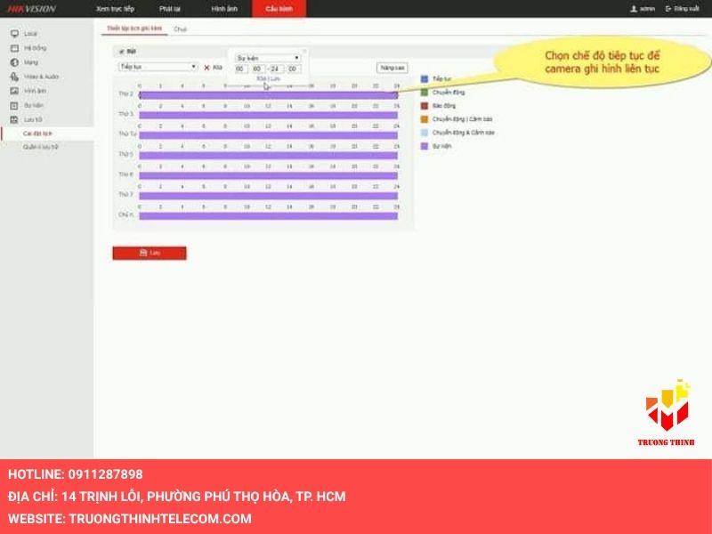 Vào phần Schedule