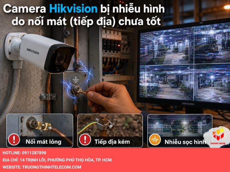 Camera Hikvision bị nhiễu hình do nối max (tiếp địa) chưa tốt