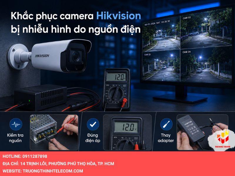 Khắc phục camera Hikvision bị nhiễu hình do nguồn điện