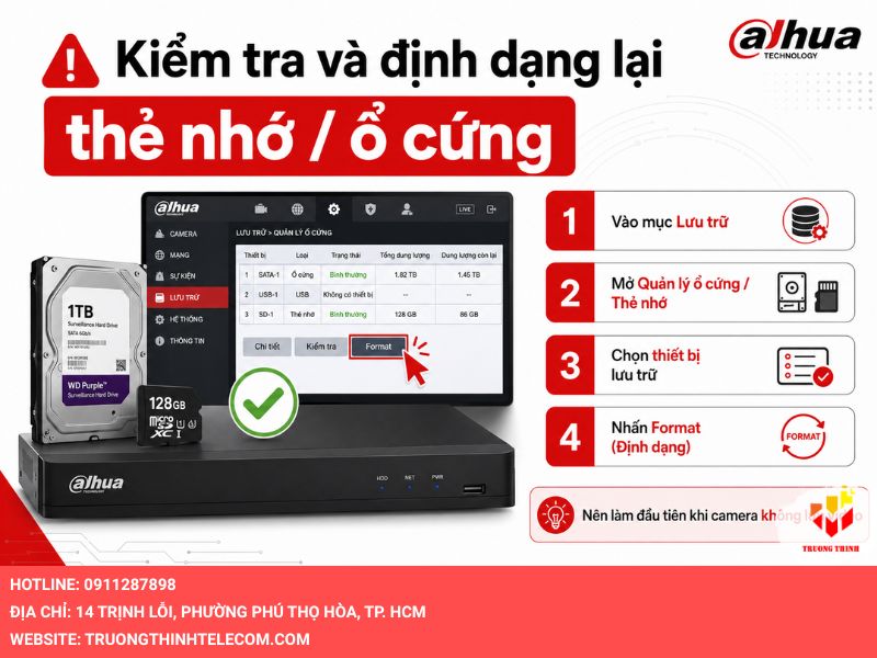 Kiểm tra và định dạng lại thẻ nhớ/ổ cứng