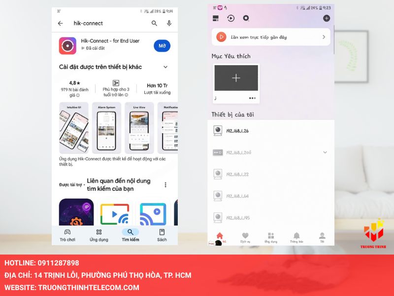 Mở ứng dụng Hik-Connect và đăng nhập vào tài khoản quản lý