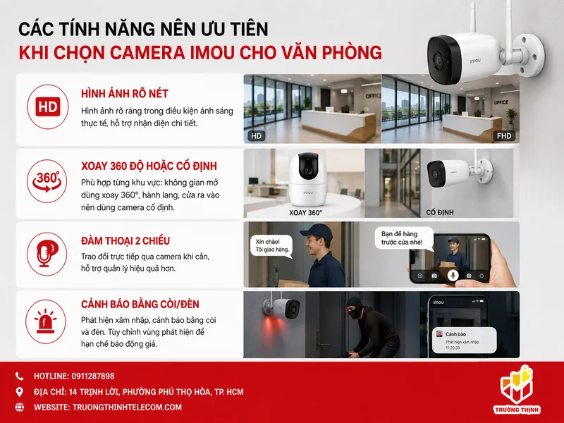 Các tính năng nên ưu tiên khi chọn camera Imou cho môi trường công sở