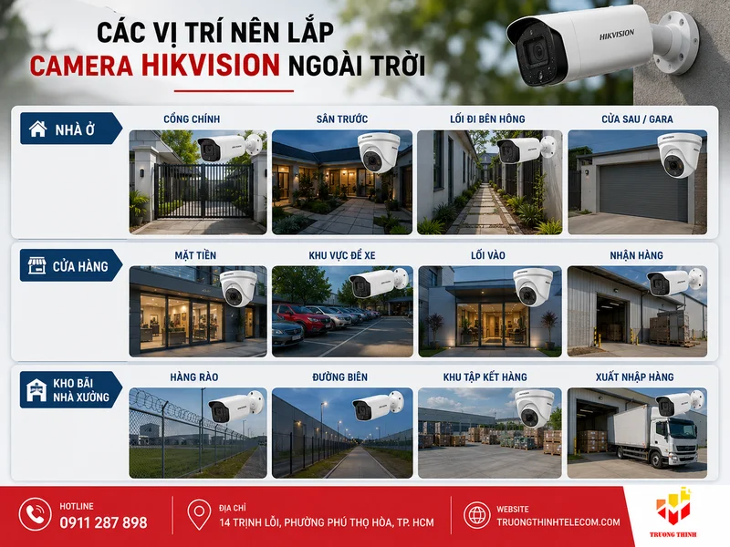 Các vị trí nên lắp camera Hikvision ngoài trời