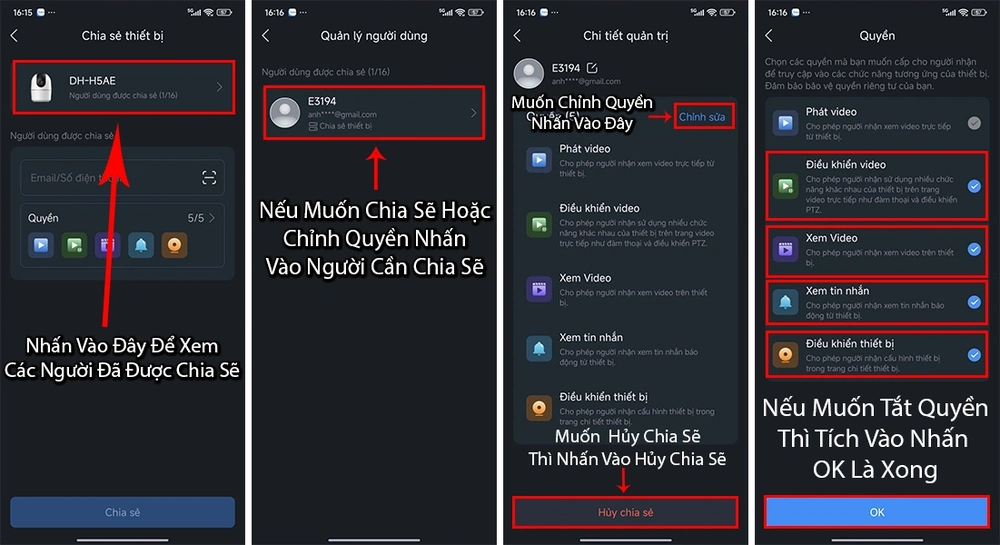 Cách chia sẻ camera Dahua an toàn theo quyền sử dụng