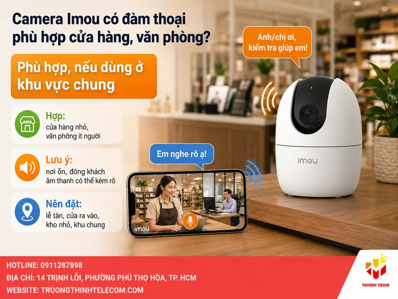 Camera Imou có đàm thoại phù hợp với cửa hàng, văn phòng không?