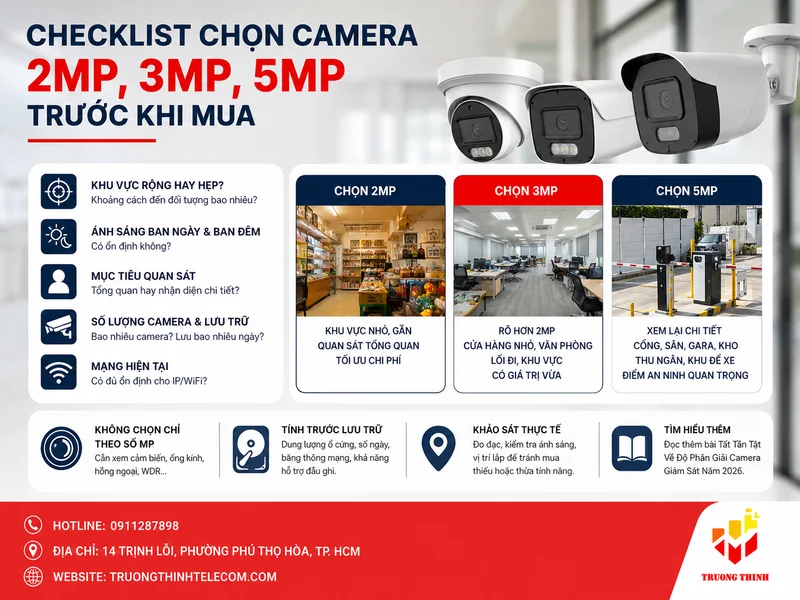 Checklist chọn camera 2MP, 3MP, 5MP trước khi mua