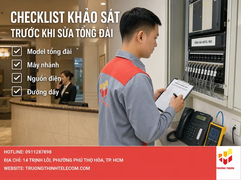 Checklist khảo sát trước khi sửa tổng đài cho khách sạn