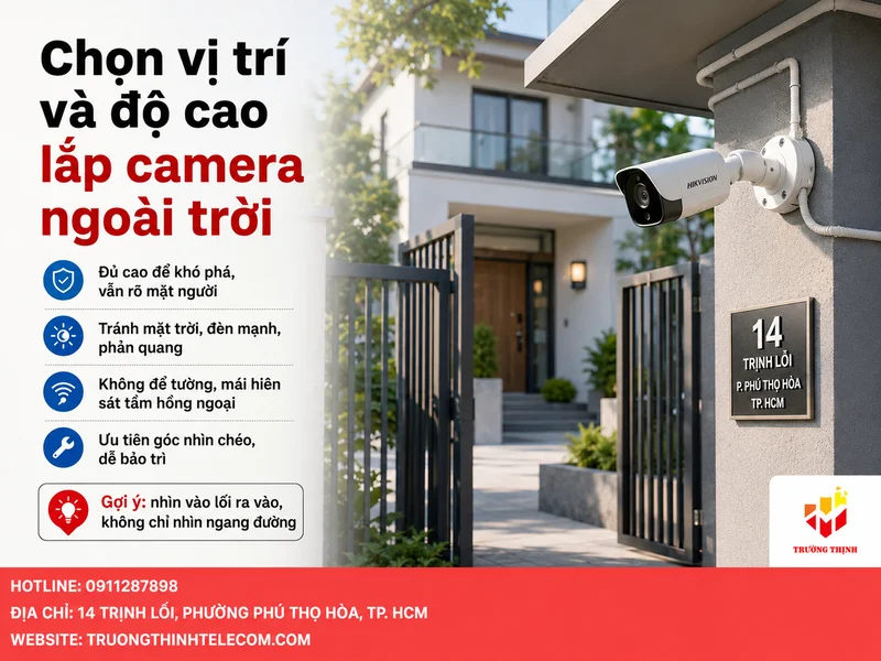 Chọn vị trí và độ cao lắp camera ngoài trời