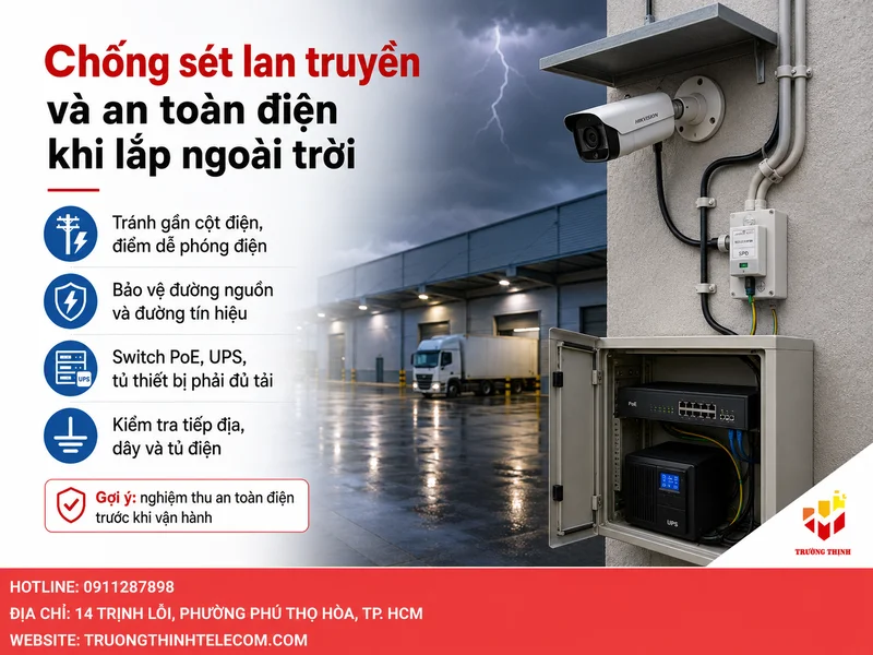 Chống sét lan truyền và an toàn điện khi lắp ngoài trời