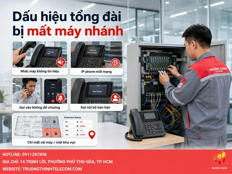 Dấu hiệu tổng đài bị mất máy nhánh thường gặp