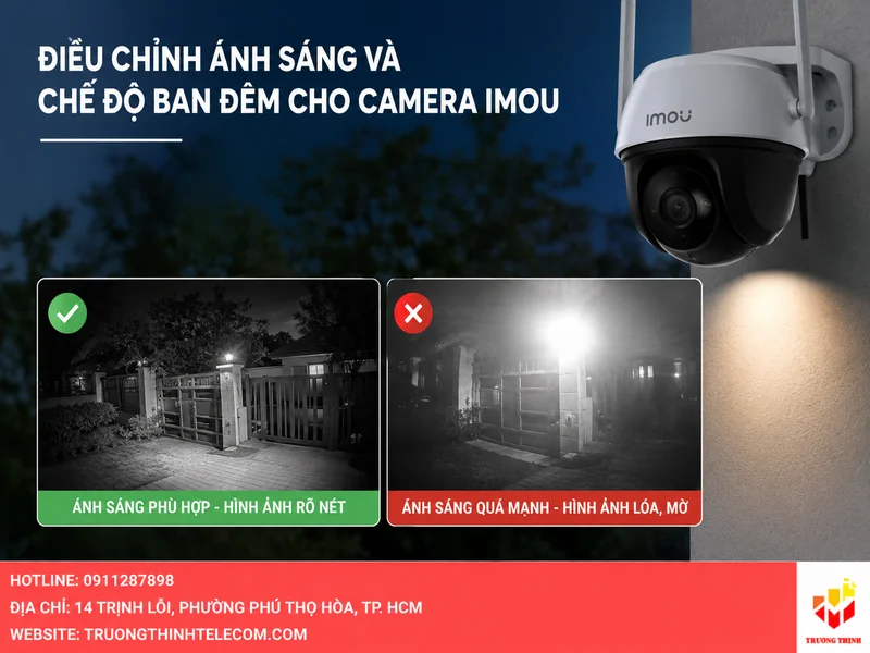 Điều chỉnh ánh sáng và chế độ ban đêm cho camera Imou
