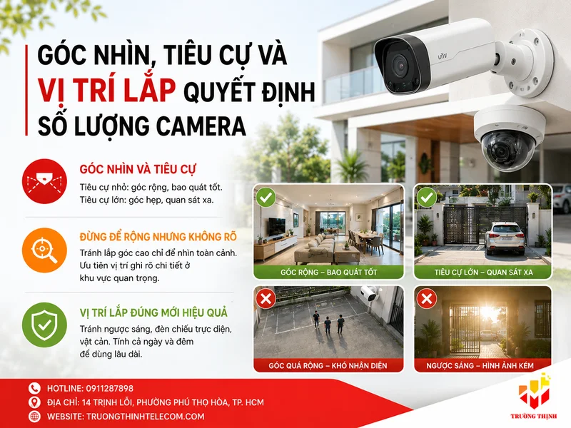 Góc nhìn, tiêu cự và vị trí lắp quyết định số lượng camera