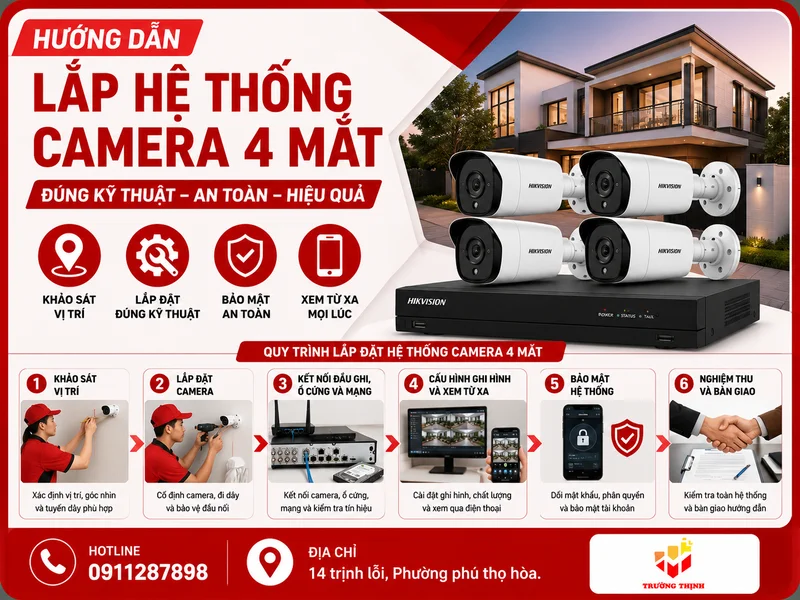Hướng dẫn lắp hệ thống camera 4 mắt
