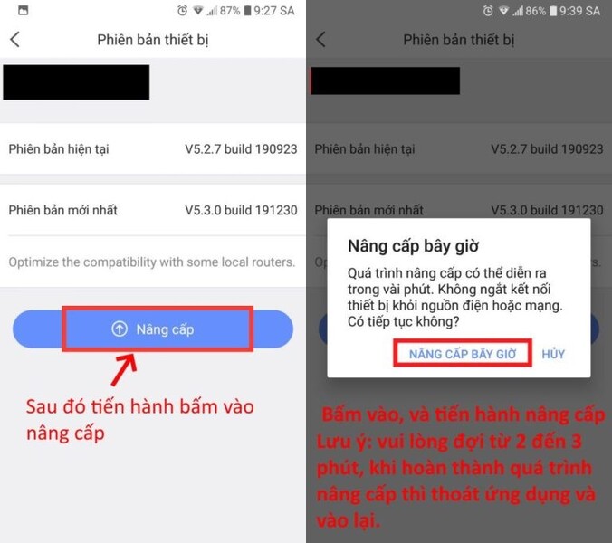 Nhấn vào Nâng cấp