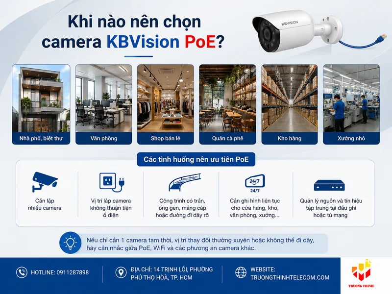 Khi nào nên chọn camera KBVision PoE?
