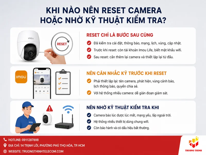 Khi nào nên reset camera hoặc nhờ kỹ thuật kiểm tra?
