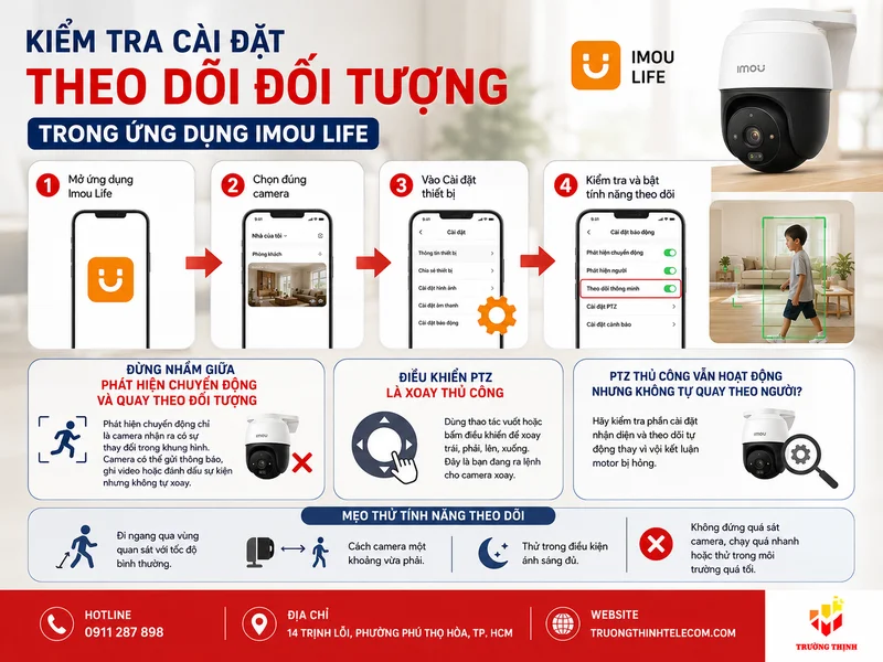 Kiểm tra cài đặt theo dõi đối tượng trong ứng dụng Imou Life
