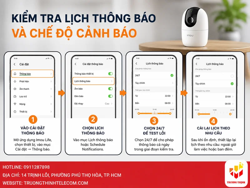 Kiểm tra lịch thông báo và chế độ cảnh báo