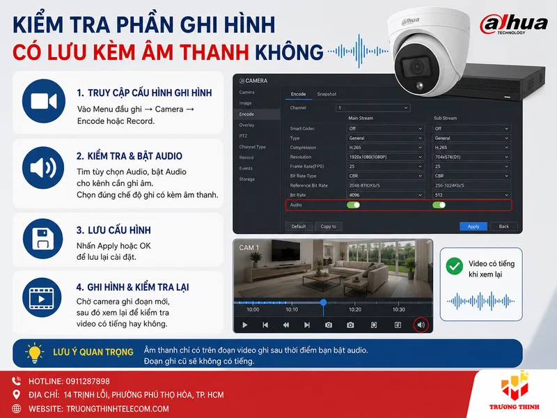 Kiểm tra phần ghi hình có lưu kèm âm thanh không