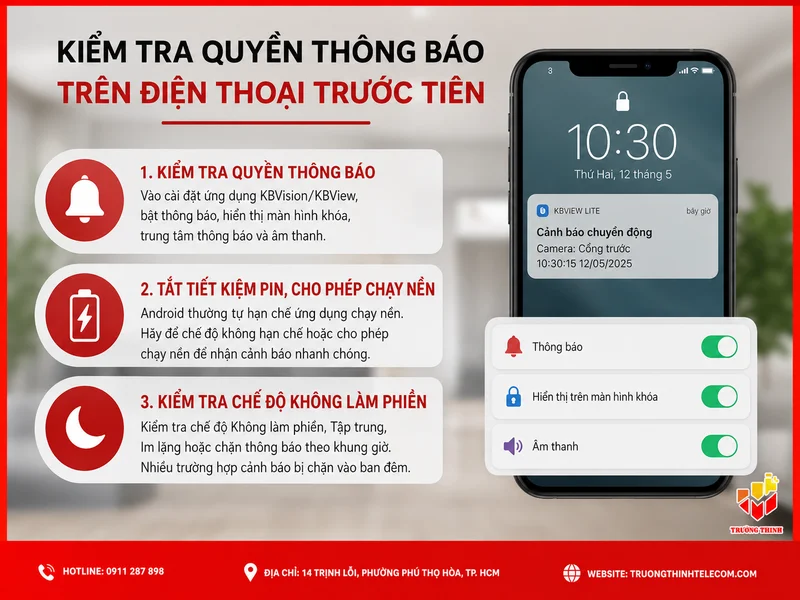 Kiểm tra quyền thông báo trên điện thoại trước tiên