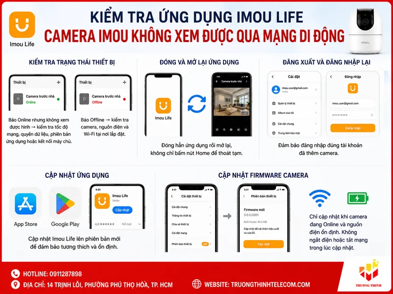 Kiểm tra ứng dụng Imou Life khi camera Imou không xem được qua mạng di động