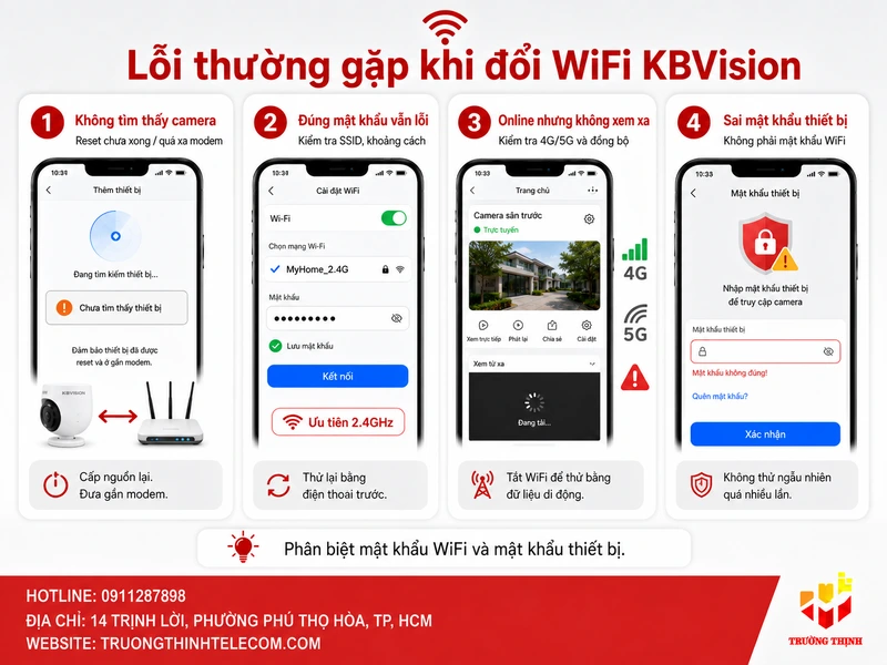 Lỗi thường gặp khi đổi wifi KBVision và cách xử lý
