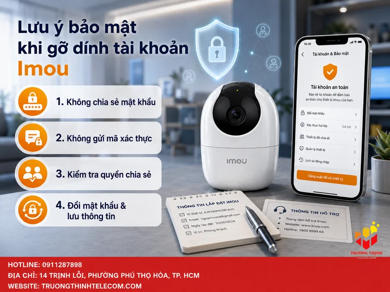 Lưu ý bảo mật khi gỡ dính tài khoản Imou