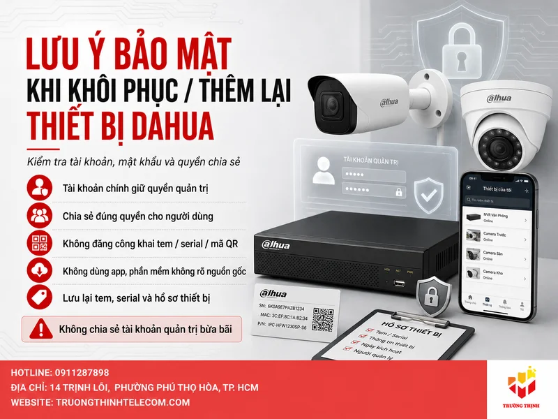 Lưu ý bảo mật khi khôi phục hoặc thêm lại thiết bị Dahua