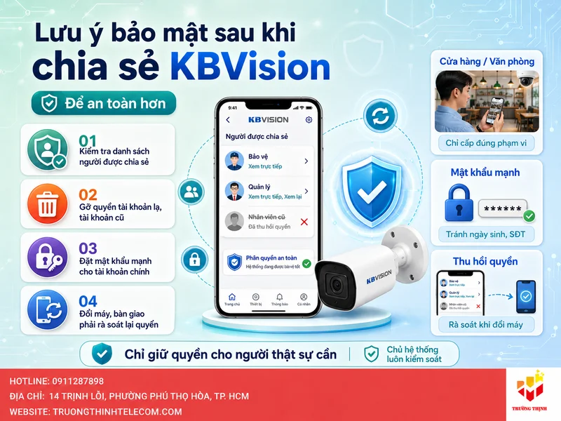 Lưu ý bảo mật sau khi chia sẻ camera KBVision