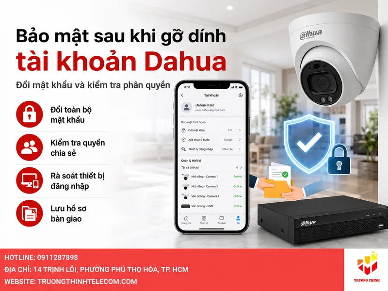Lưu ý bảo mật sau khi gỡ dính tài khoản Dahua thành công