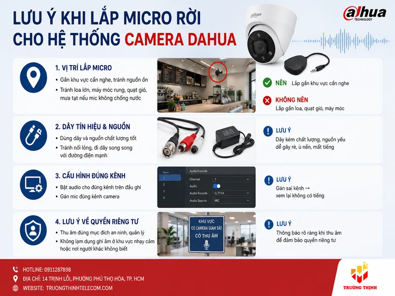 Lưu ý khi lắp micro rời cho hệ thống camera Dahua