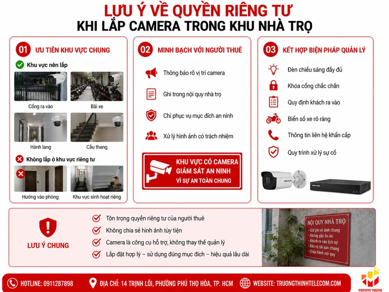 Lưu ý về quyền riêng tư khi lắp camera trong khu nhà trọ