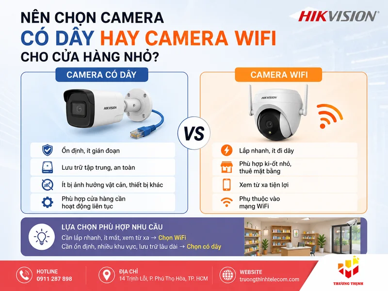 Nên chọn camera có dây hay camera WiFi cho cửa hàng nhỏ?