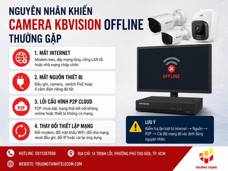Nguyên nhân khiến Camera KBVision offline thường gặp