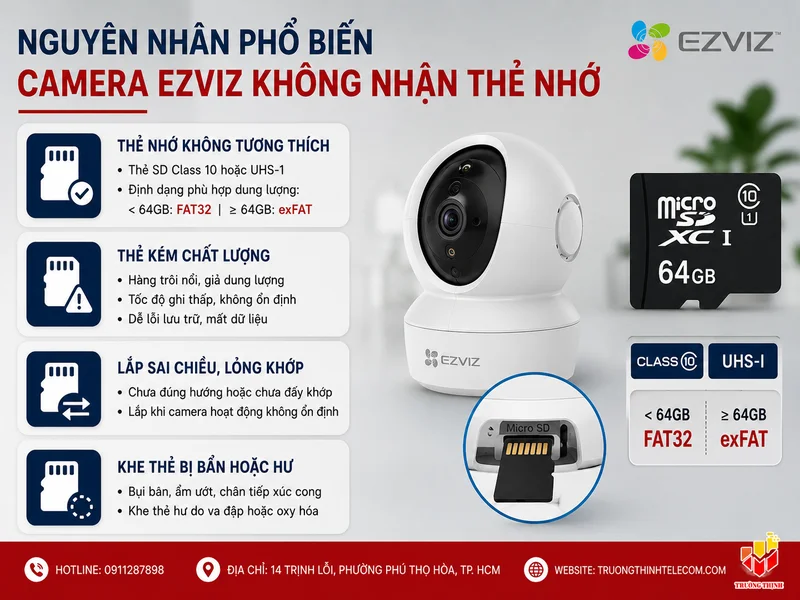 Nguyên nhân phổ biến khiến camera Ezviz không nhận thẻ nhớ